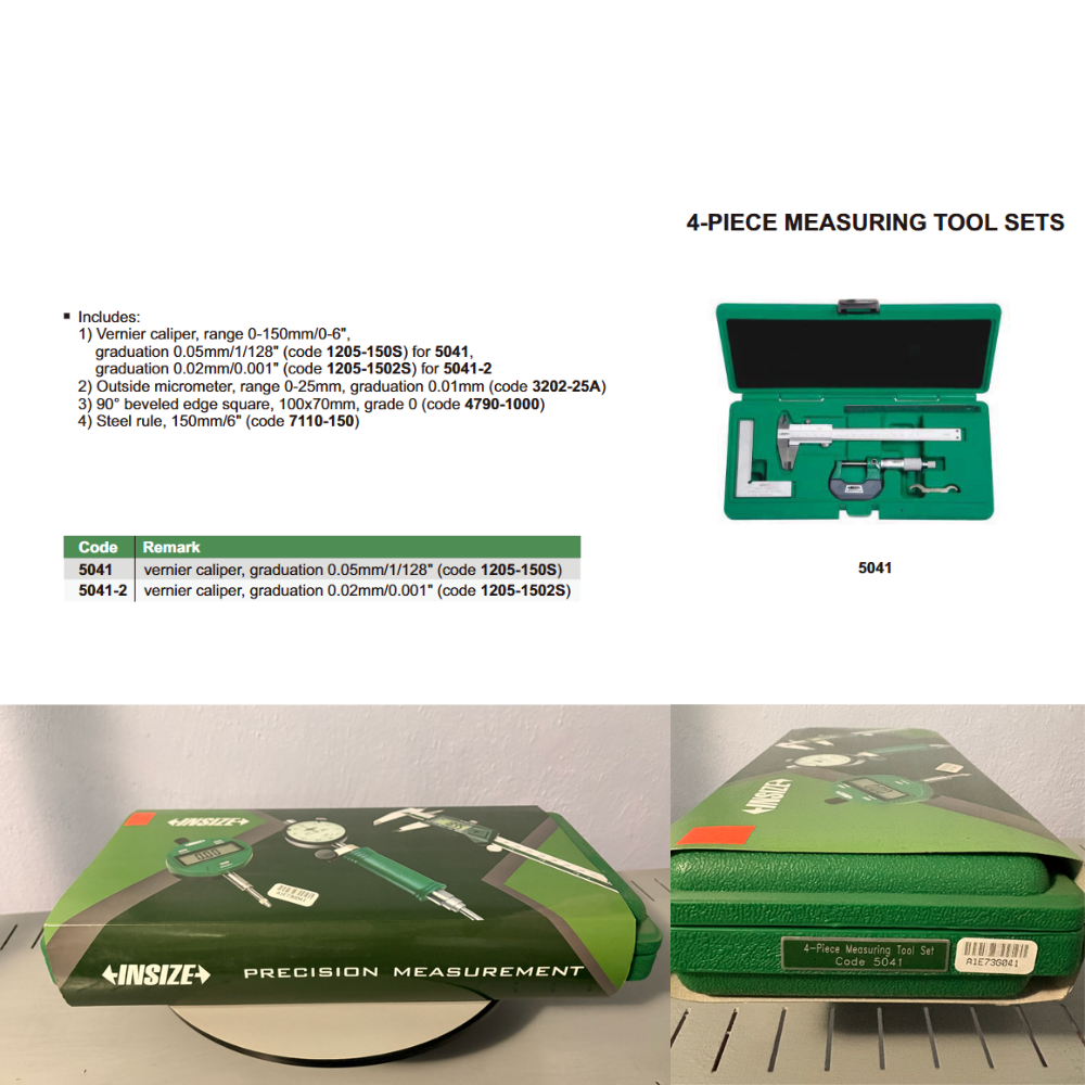 Juego de Herramientas de Medición de 4 Piezas INSIZE 5041 - Kit de Metrología de Precisión