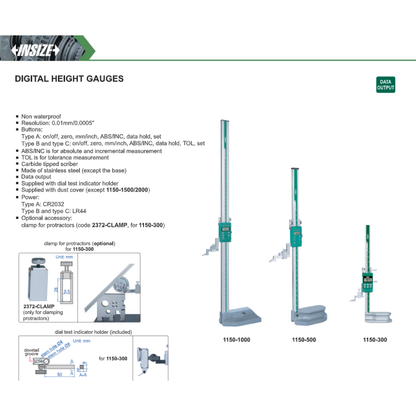 Medidor de Altura Digital INSIZE Serie 1150