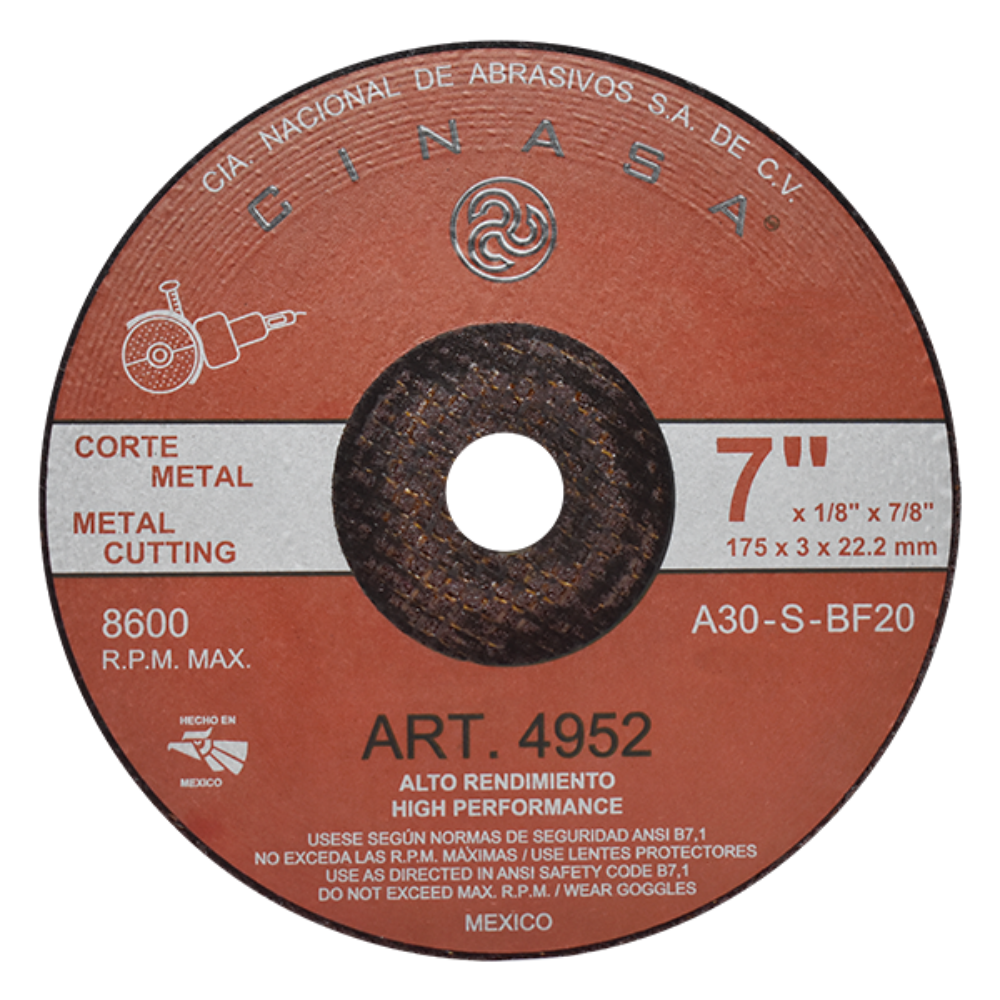 Disco de Corte de Alto Rendimiento CINASA  - Uso Industrial
